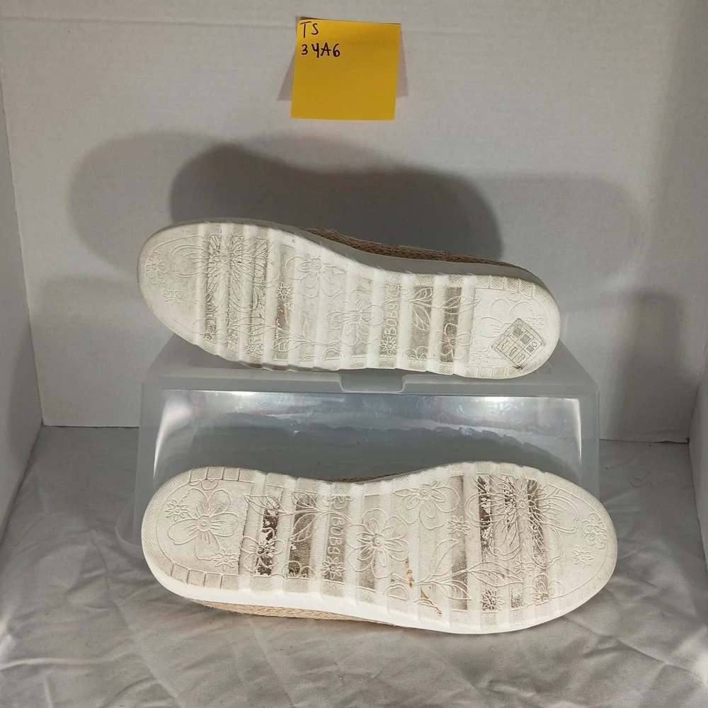 BOBS from Skechers Women's Striped‎ Espadrille Platform Slip On Shoes Size 9.5